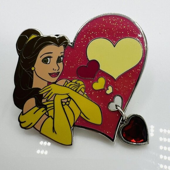Belle Dangling Heart Jewel Disney Pin DLRP Disneyland Resort Paris Trading RARE - Picture 5 of 9